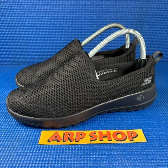 🔴 SKECHERS GO WALK MAX Women`s Size 7.5 Black Walking Shoes 15600TX - Picture 1 of 8